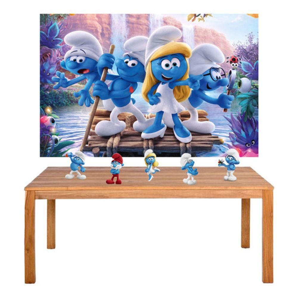 Kit Festa Smurfs Display + Painel 100x60cm