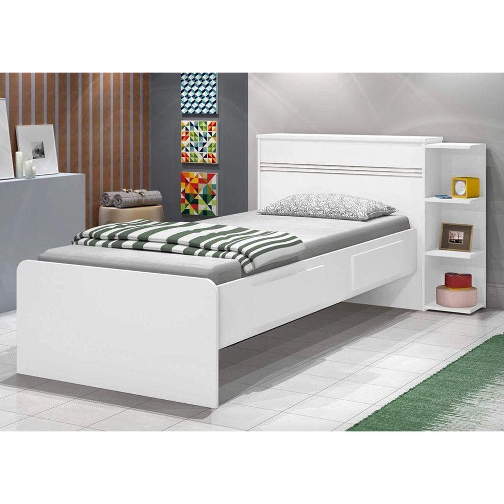 Cama Solteiro com Baú 2 Gavetas J&A Móveis Jequitibá Jade 90x127x218