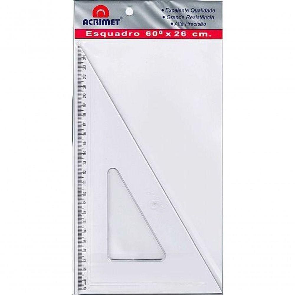 Esquadro Escolar Acrimet De 30º X 60º Graus Com 26 Cm 541