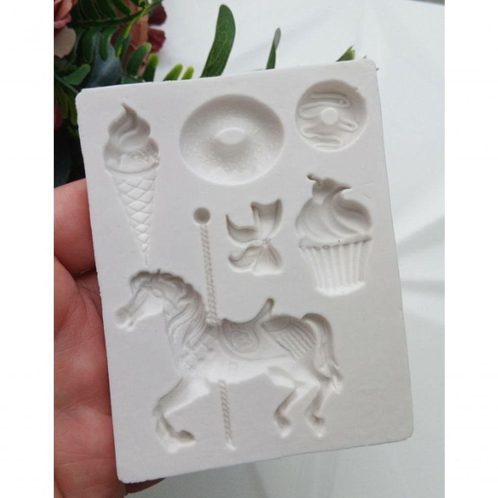 Molde Silicone Carrossel Doces Cupcakes Sorvetes