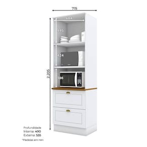 Torre Quente 2 Fornos Nova York Branco HP com Tampo Nature - Henn