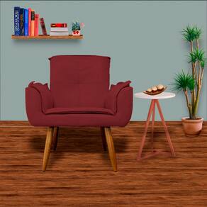 Conjunto 2 Poltronas Estofadas Para Consultório Emília Plus Suede Vermelho Bordo - LM DECOR