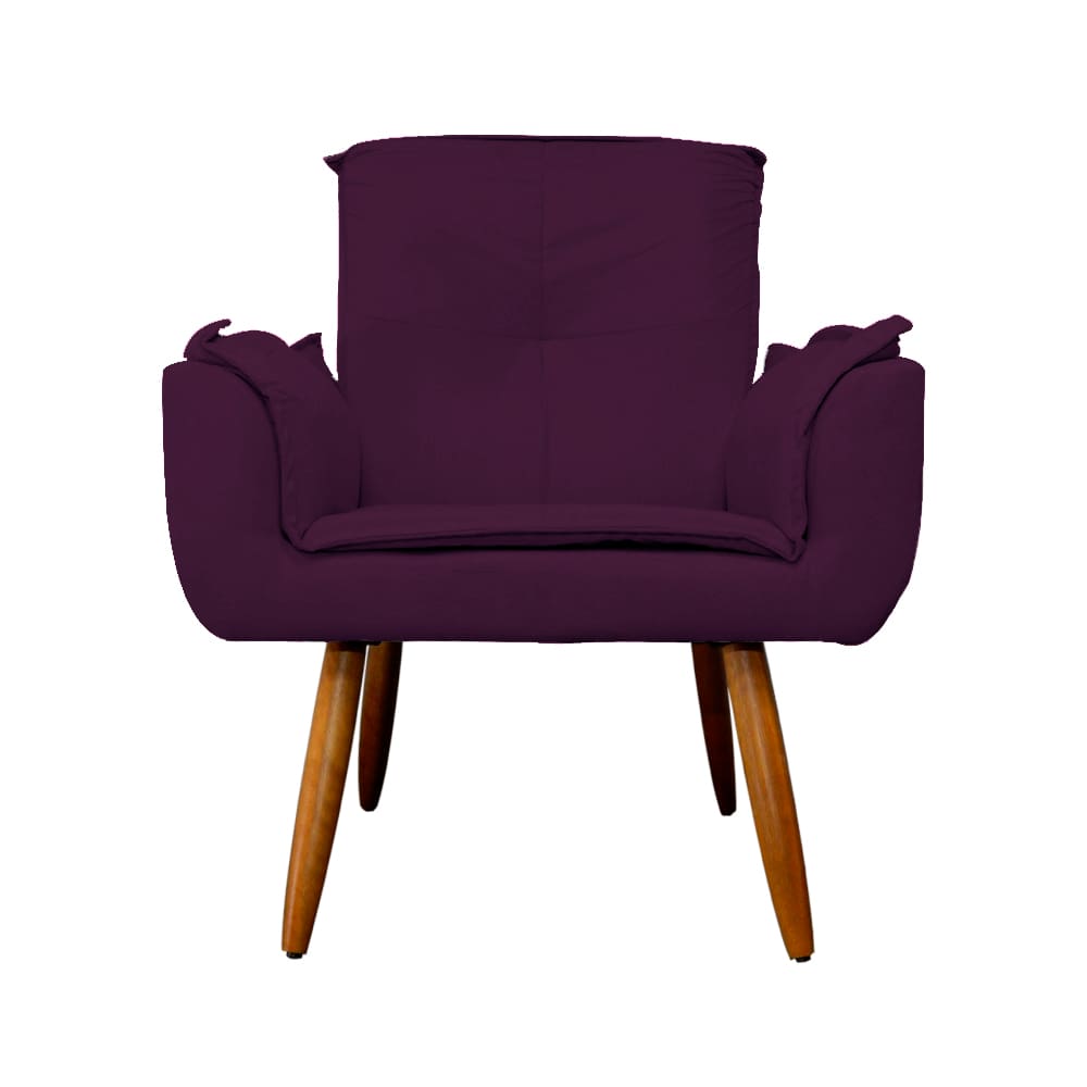 Poltrona Decorativa Estofada Para Salão de Beleza Emília Plus Suede Roxo - LM DECOR