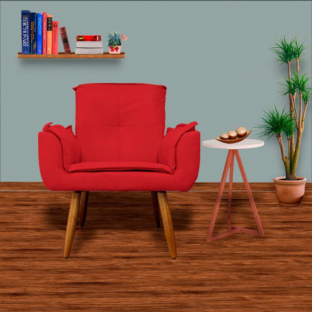Conjunto 2 Poltronas Estofadas Para Consultório Emília Plus Suede Vermelho - LM DECOR