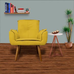 Conjunto 2 Poltronas Estofadas Para Consultório Emília Plus Suede Mostarda - LM DECOR