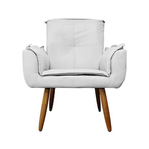 Poltrona Decorativa Estofada Para Salão de Beleza Emília Plus Suede Branco - LM DECOR