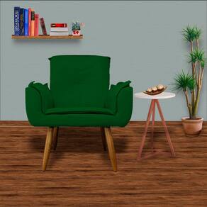 Kit 2 Poltronas Decorativas Estofadas Pés Palito Emília Plus Suede Verde - LM DECOR