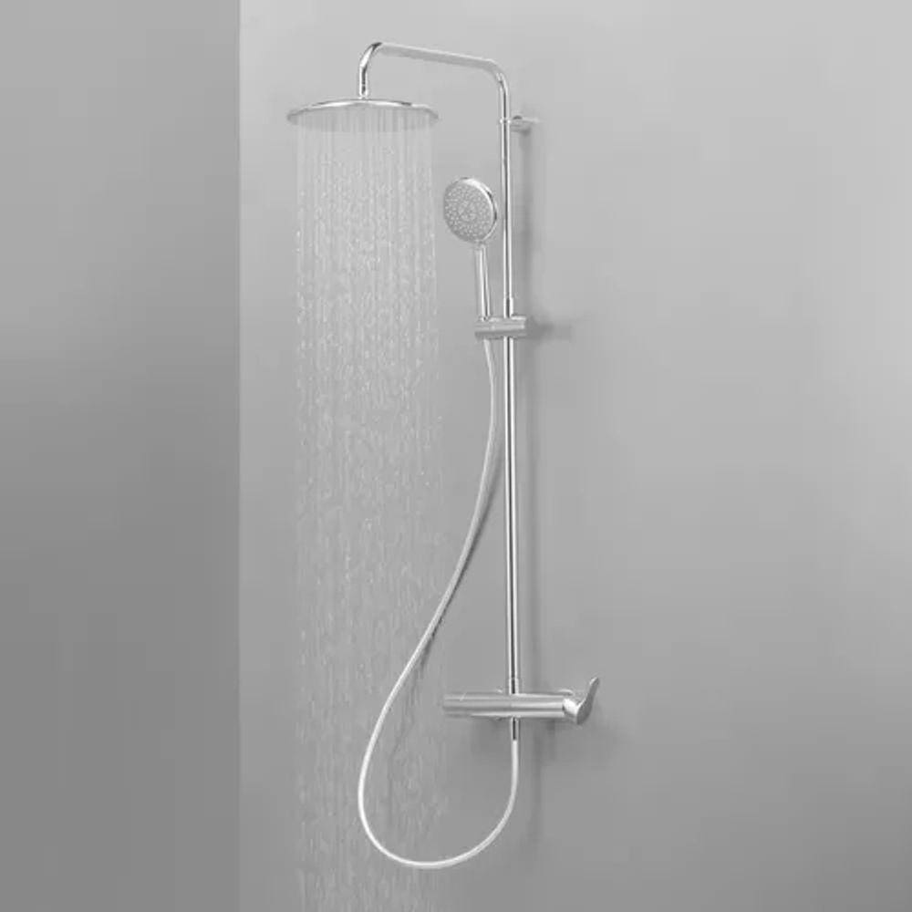 Chuveiro Ducha Barra Coluna Redonda 3 Jatos Cromada Premium