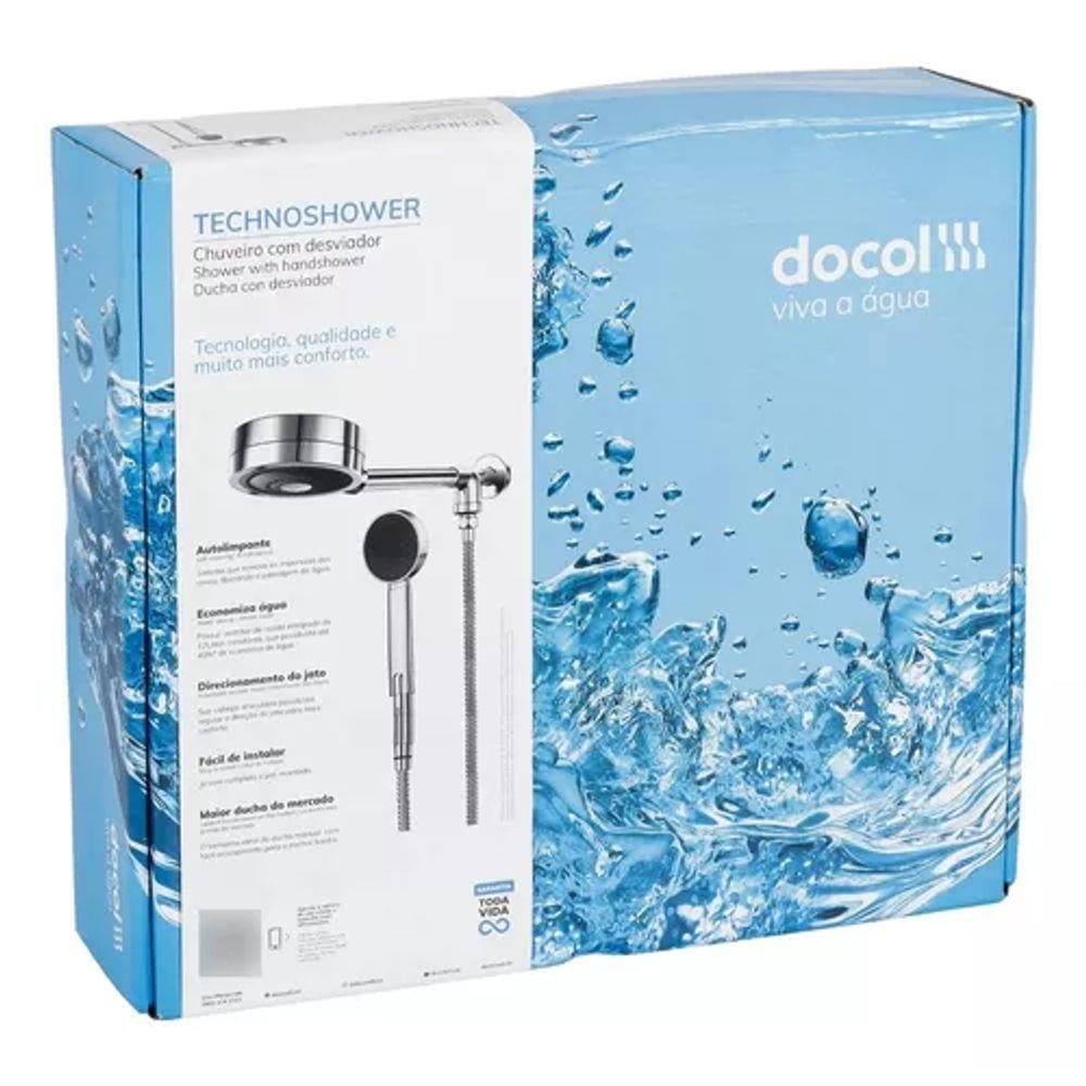 Chuveiro Ducha Cromada C/ Chuveirinho Technoshower - Docol