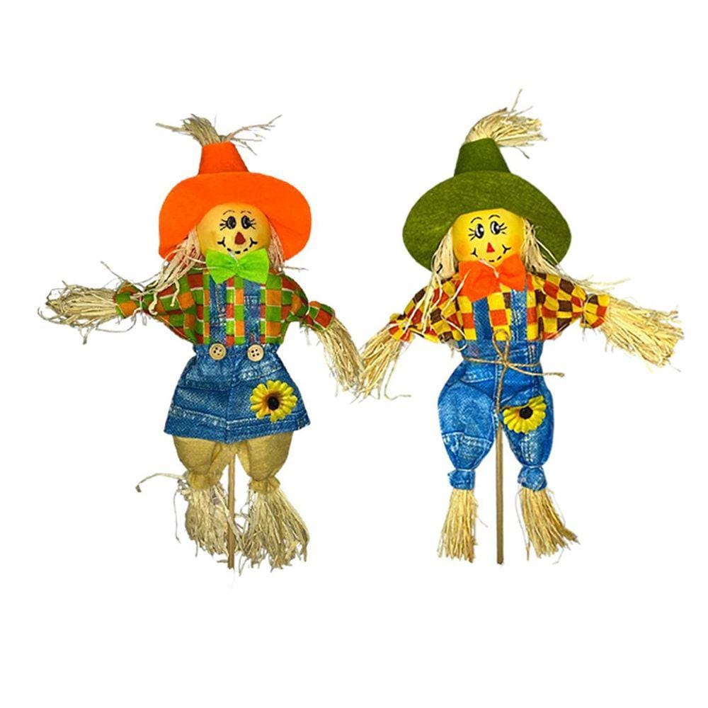 Casal Espantalhos Palha Decoração Enfeite Festa Junina 47Cm
