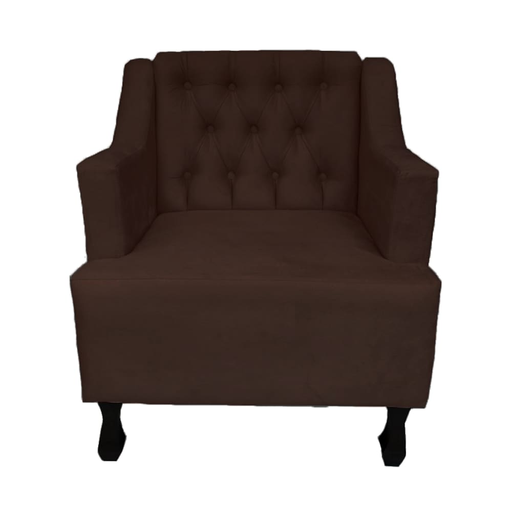 Poltrona Estofada Para Recepção Consultório Genesis Suede Marrom LM DECOR