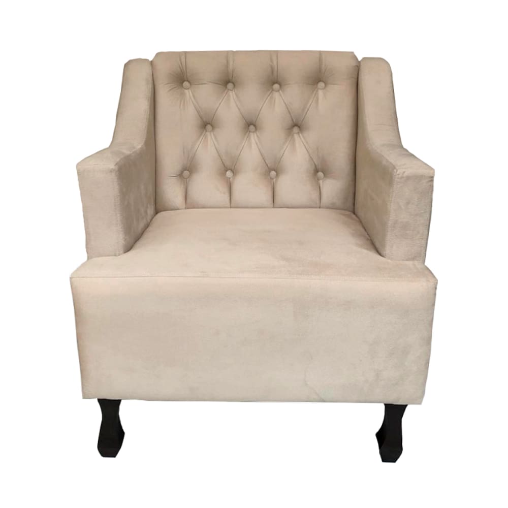Poltrona Estofada Para Salão de Beleza Genesis Suede Bege LM DECOR