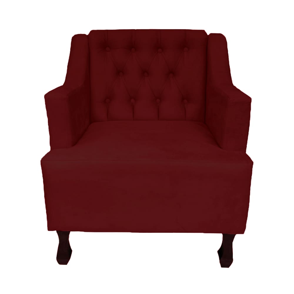 Poltrona Estofada Para Recepção Consultório Genesis Suede Vermelho Bordo LM DECOR
