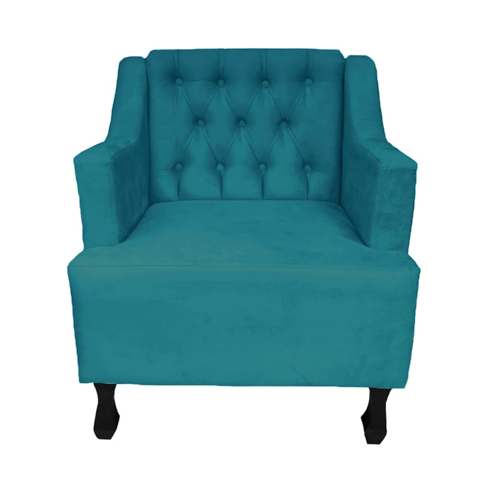 Poltrona Estofada Para Recepção Consultório Genesis Suede Azul Turquesa LM DECOR