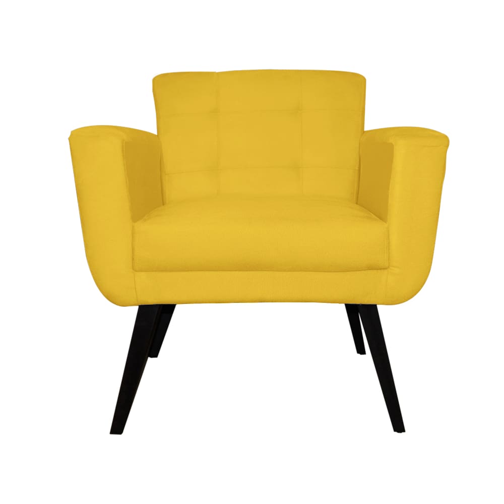 Poltrona Decorativa Sala e Recepção Geovana Suede Amarelo - LM DECOR