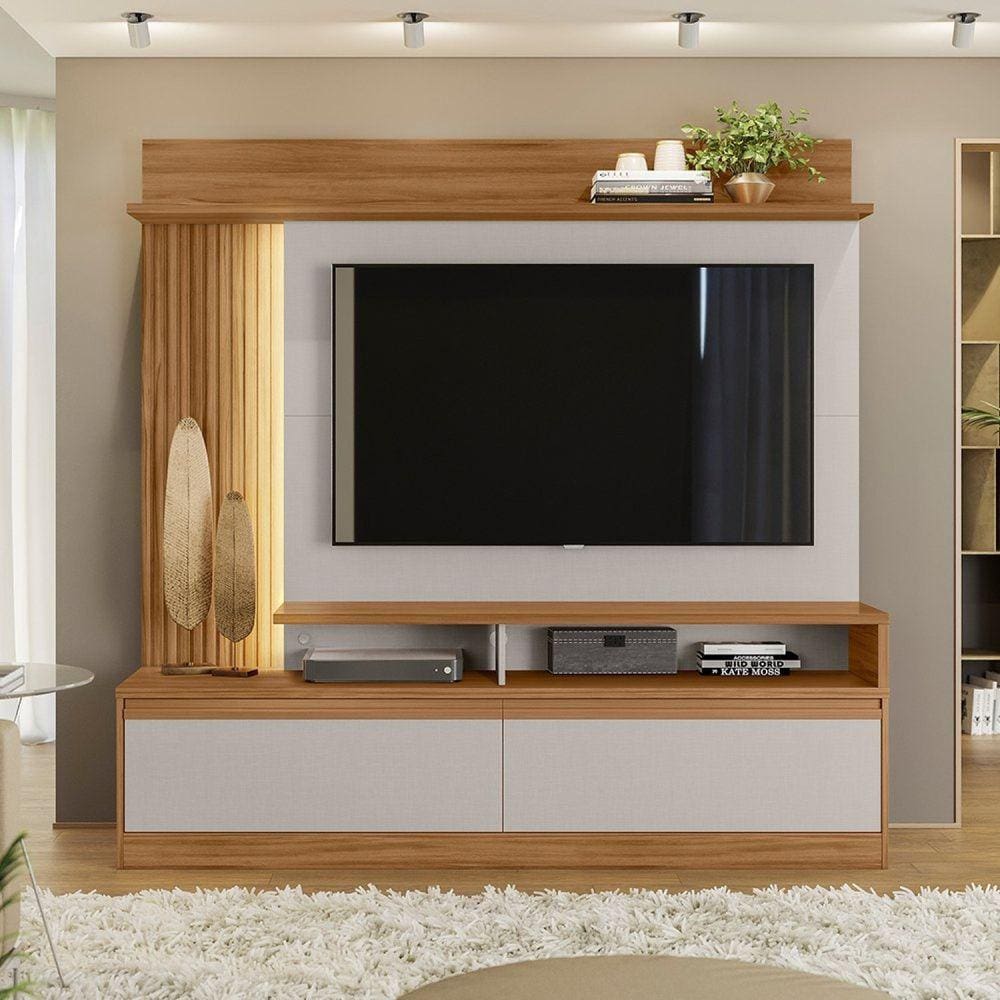 Estante Home para TV até 60 Polegadas com LED 2 Portas NT 1295 Notável Móveis Freijó Trend/Off White TX