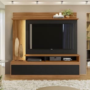 Estante Home para TV até 60 Polegadas com LED 2 Portas NT 1295 Notável Móveis Freijo Trend/Preto TX