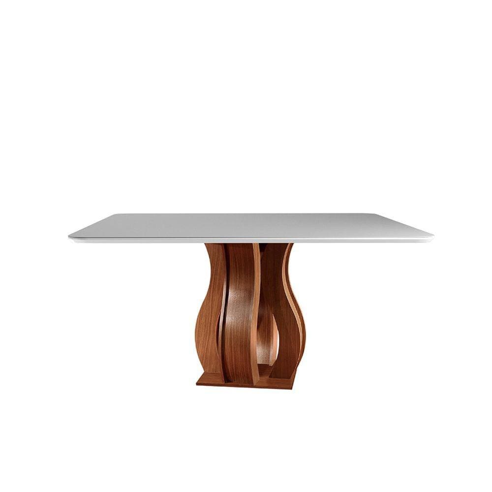 Mesa para Sala de Jantar 135x135cm Tampo Vidro/MDF Nuance Yescasa Castanho Prêmio/Off white