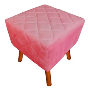 Puff Banqueta Decorativo Estofado Para Quarto Closet Isabella Suede Rosa Barbie - LM DECOR