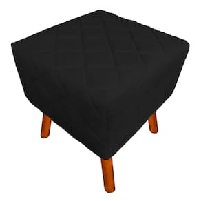 Puff Banqueta Decorativo Estofado Para Quarto Closet Isabella Suede Preto - LM DECOR