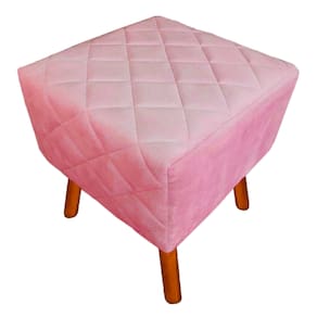 Puff Banqueta Decorativo Estofado Para Quarto Closet Isabella Suede Rosa - LM DECOR