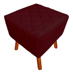 Puff Banqueta Decorativo Estofado Para Quarto Closet Isabella Suede Vermelho Bordo - LM DECOR