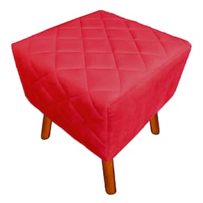 Puff Banqueta Decorativo Estofado Para Quarto Closet Isabella Corano Vermelho - LM DECOR