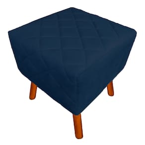 Puff Banqueta Decorativo Estofado Para Salão de Beleza Isabella Suede Azul Marinho - LM DECOR