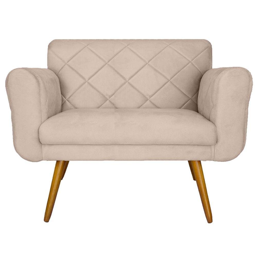 Namoradeira Decorativa Estofada Para Salão de Beleza Isabella Corano Bege - LM DECOR