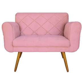 Namoradeira 02 Lugares Isabella Consultório Loja Suede Rosa - LM DECOR