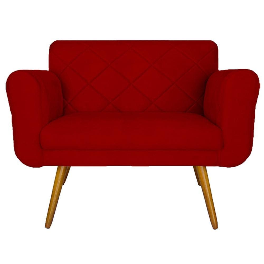 Namoradeira Decorativa Estofada Para Salão de Beleza Isabella Corano Vermelho - LM DECOR
