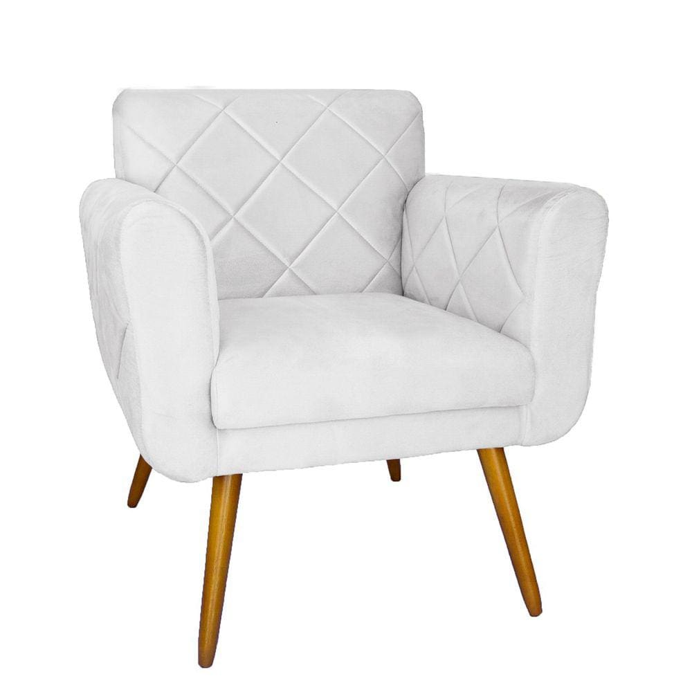 Poltrona Decorativa Estofada Para Salão de Beleza Isabella Corano Branco - LM DECOR