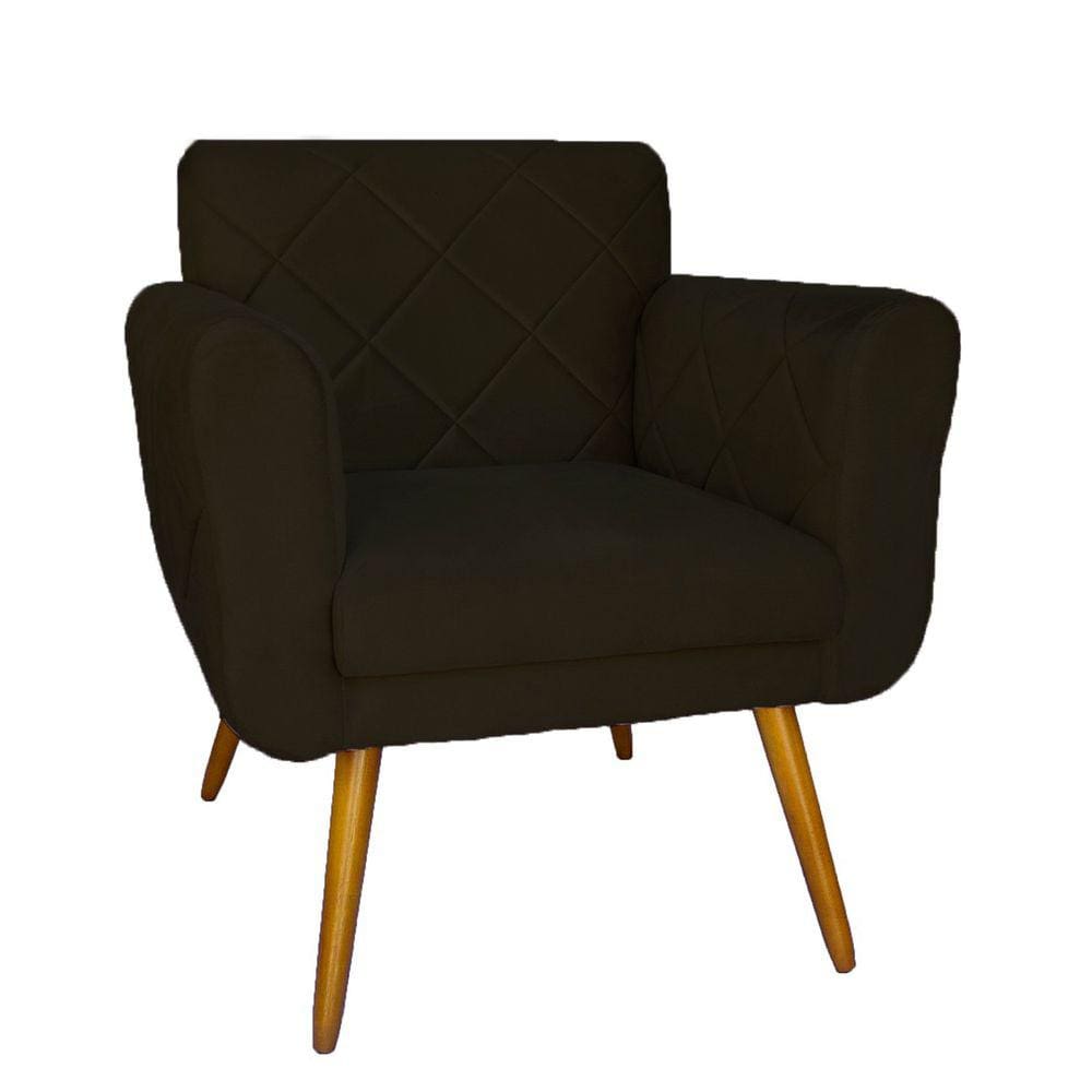 Poltrona Decorativa Estofada Para Salão de Beleza Isabella Suede Marrom - LM DECOR