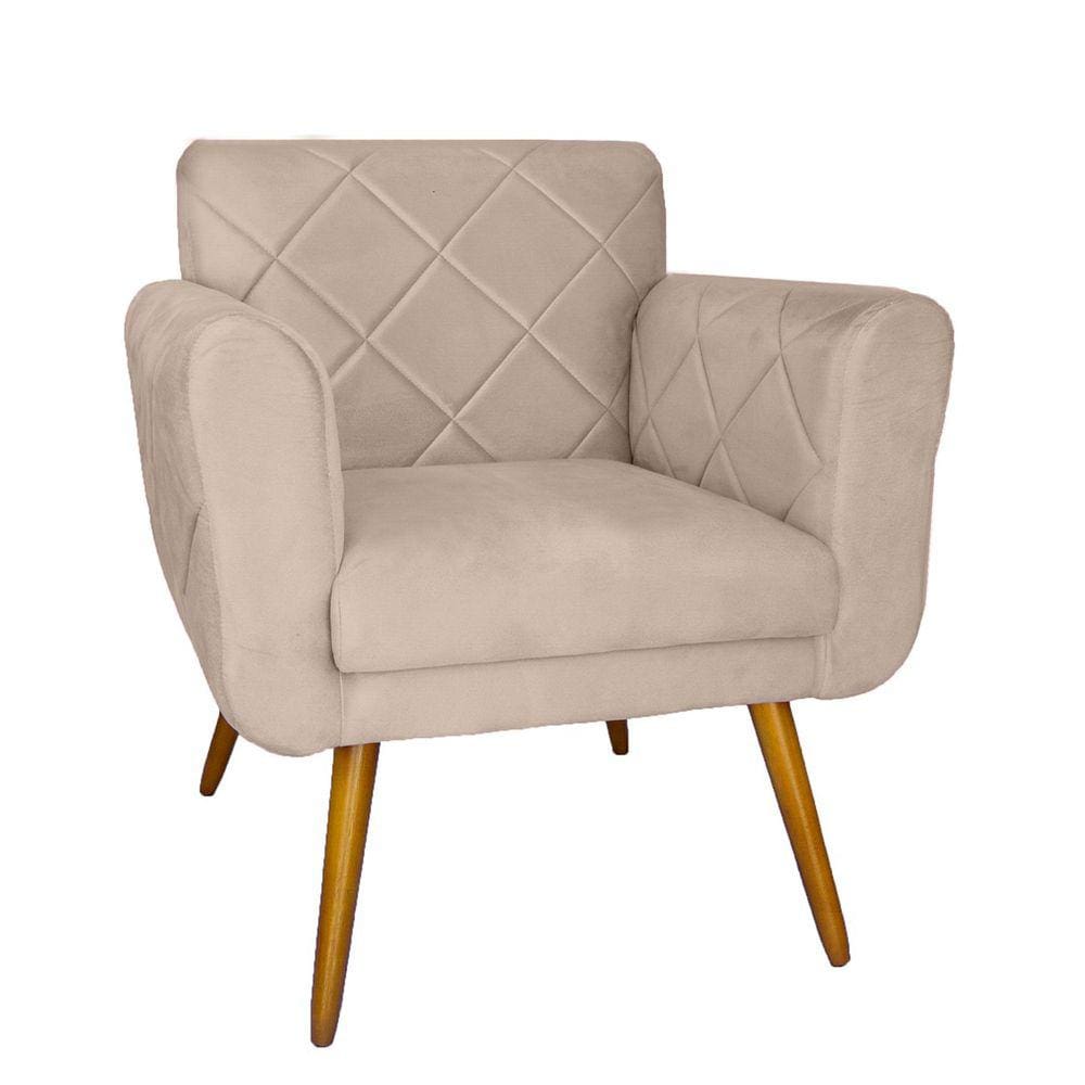 Poltrona Decorativa Estofada Para Salão de Beleza Isabella Corano Bege - LM DECOR