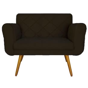 Namoradeira 02 Lugares Isabella Consultório Loja Suede Marrom - LM DECOR