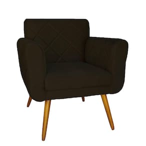 Poltrona Decorativa Estofada Para Salão de Beleza Isabella Corano Marrom - LM DECOR