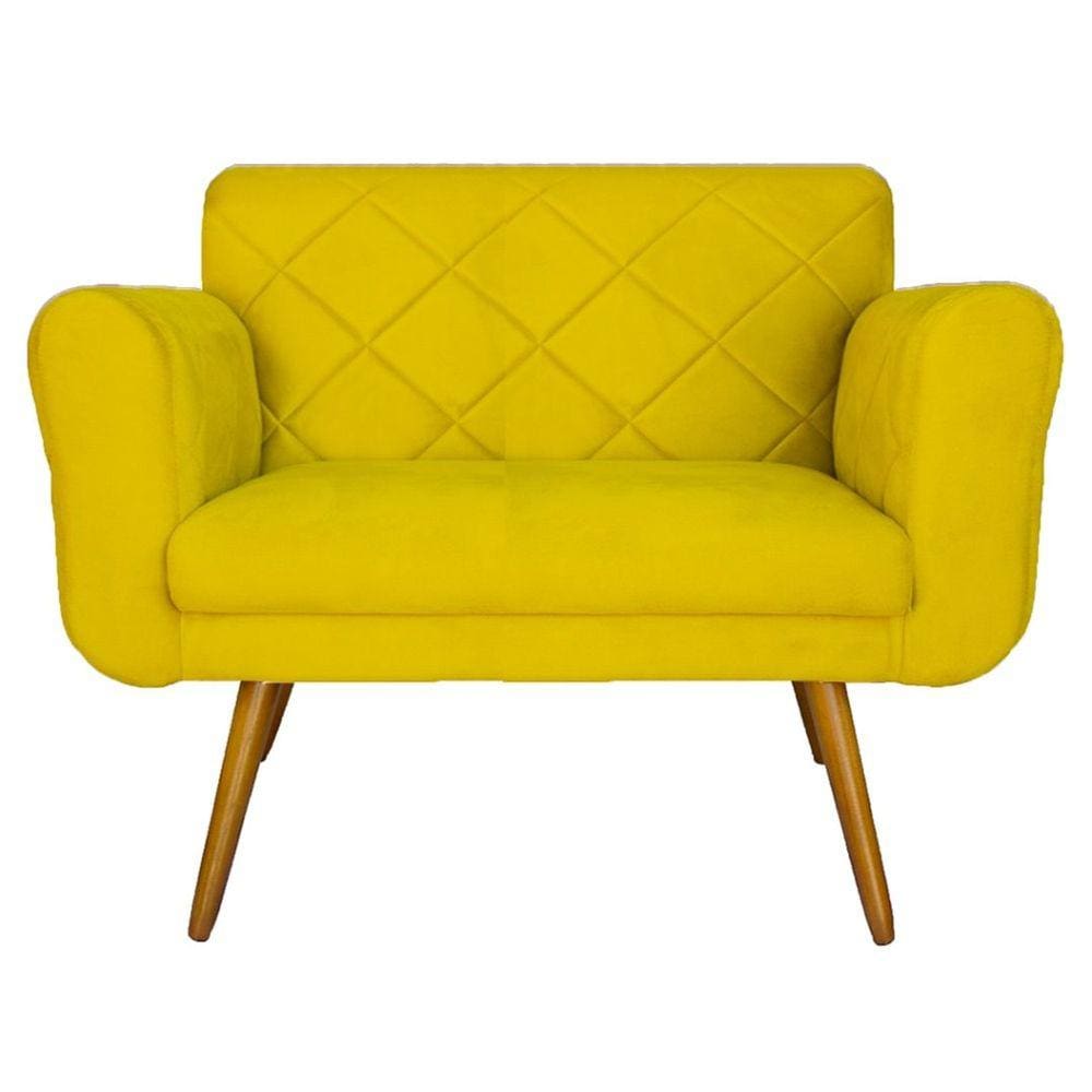 Namoradeira 02 Lugares Isabella Consultório Loja Corano Amarelo - LM DECOR