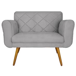 Namoradeira Decorativa Estofada Para Sala de Recepção Isabella Suede Cinza - LM DECOR