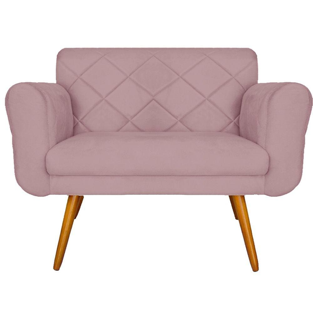Namoradeira Decorativa Estofada Para Sala de Recepção Isabella Suede Rosê - LM DECOR