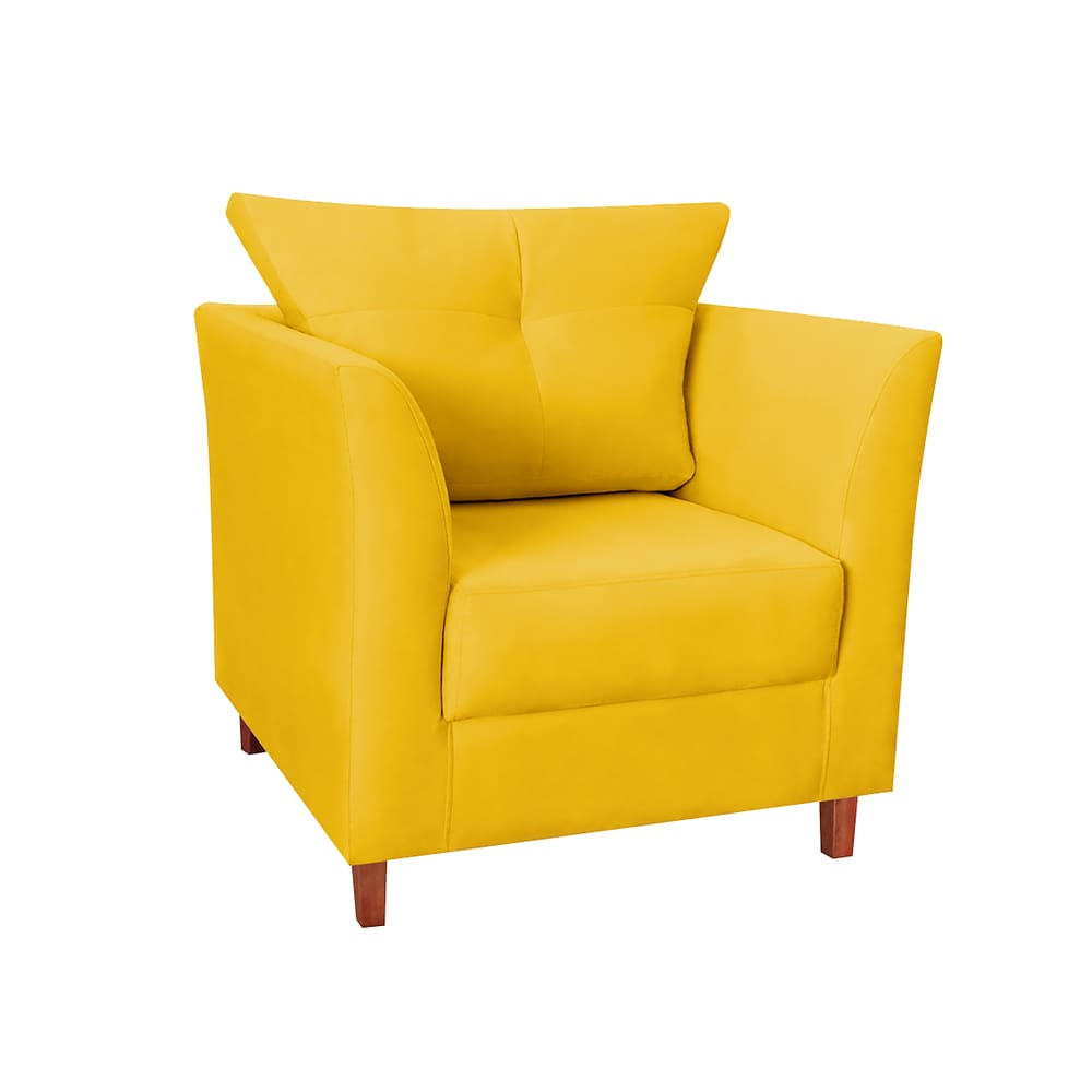 Poltrona Cadeira Sofá Decorativa Isis Sala Estar Salão Beleza Corano Amarelo - LM DECOR