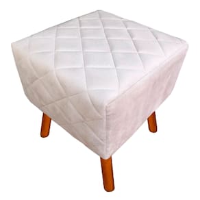 Puff Banqueta Decorativo Em Tressê Isabella Pés Palito Corano Bege - LM DECOR