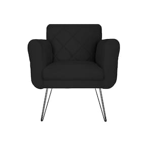 Poltrona Decorativa Com Pés de Ferro Para Salão de Beleza Isabella Corano Preto - LM DECOR