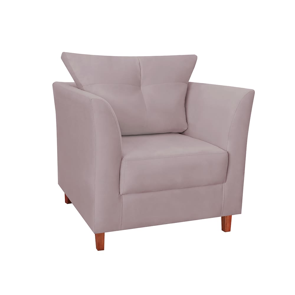 Poltrona Cadeira Sofá Decorativa Isis Sala Estar Salão Beleza Suede Rosê - LM DECOR