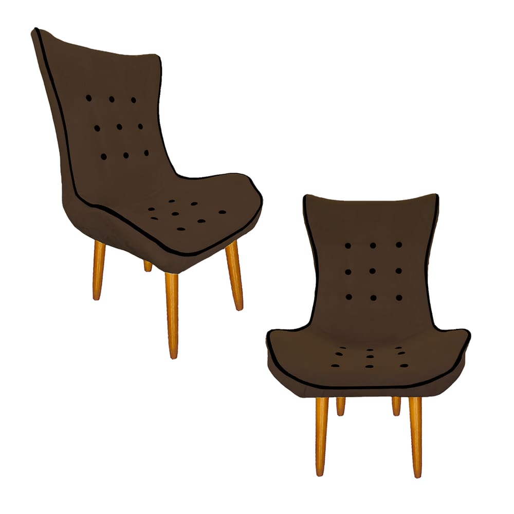 Kit 02 Poltrona Decorativa Jessica Sala De Estar Salão Clínica Suede Marrom - LM DECOR