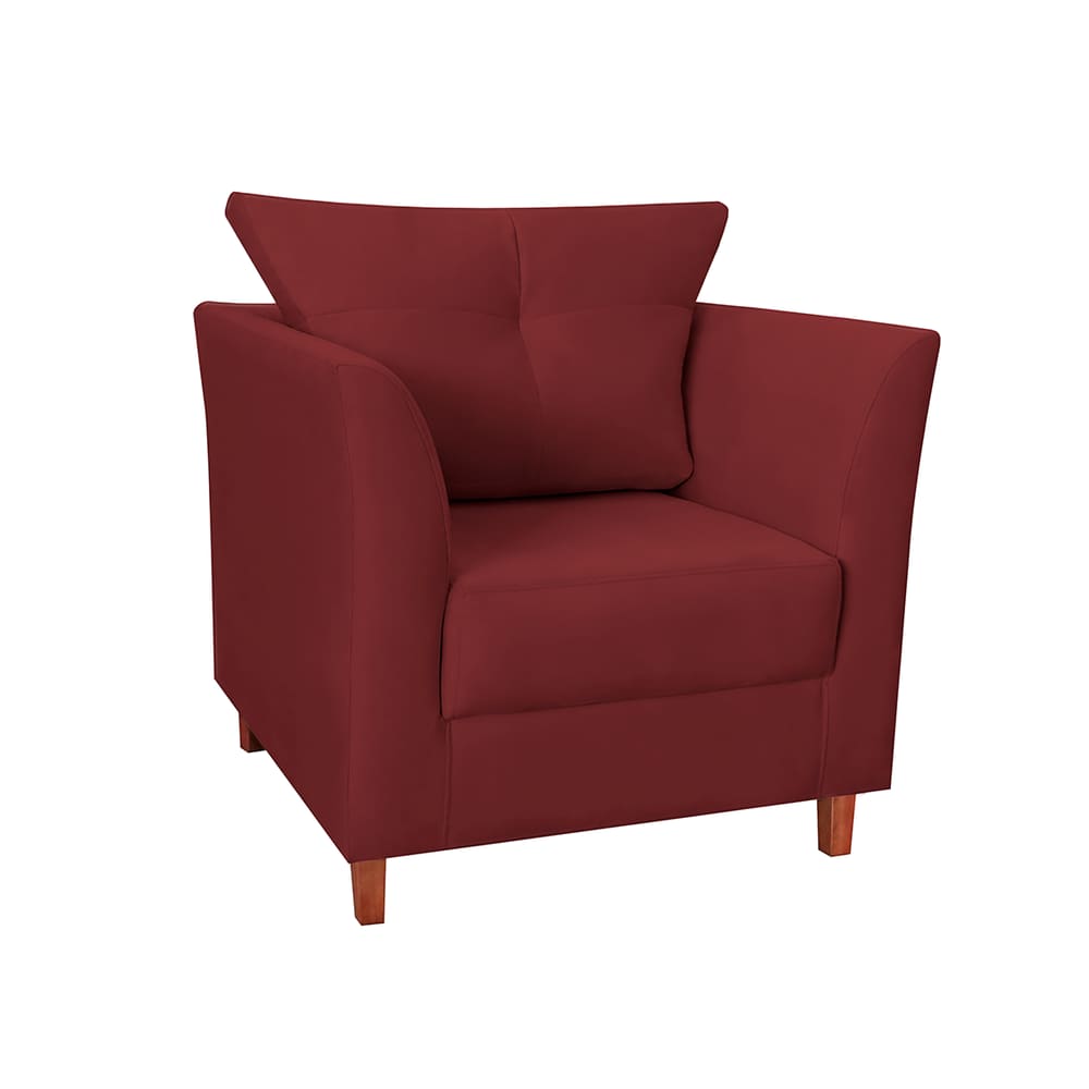 Poltrona Cadeira Sofá Decorativa Isis Sala Estar Salão Beleza Suede Vermelho Bordô - LM DECOR