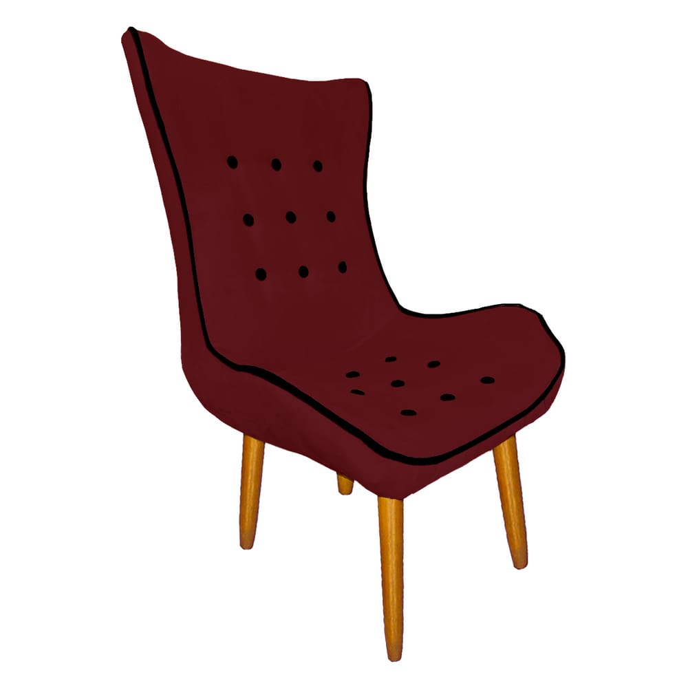 Poltrona Estofada Jessica Para Sala Comercial Suede Vermelho Bordo - LM DECOR