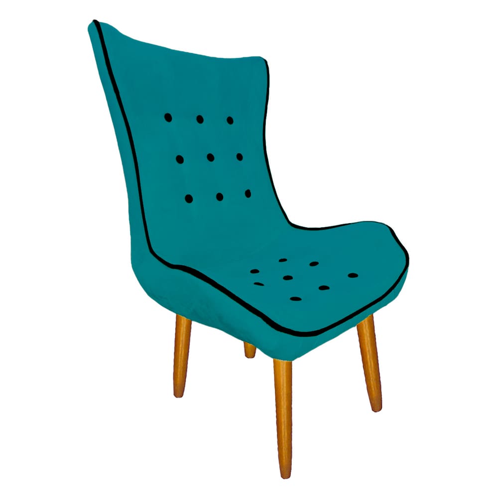Poltrona Estofada Jessica Para Sala Comercial Suede Azul Turquesa - LM DECOR