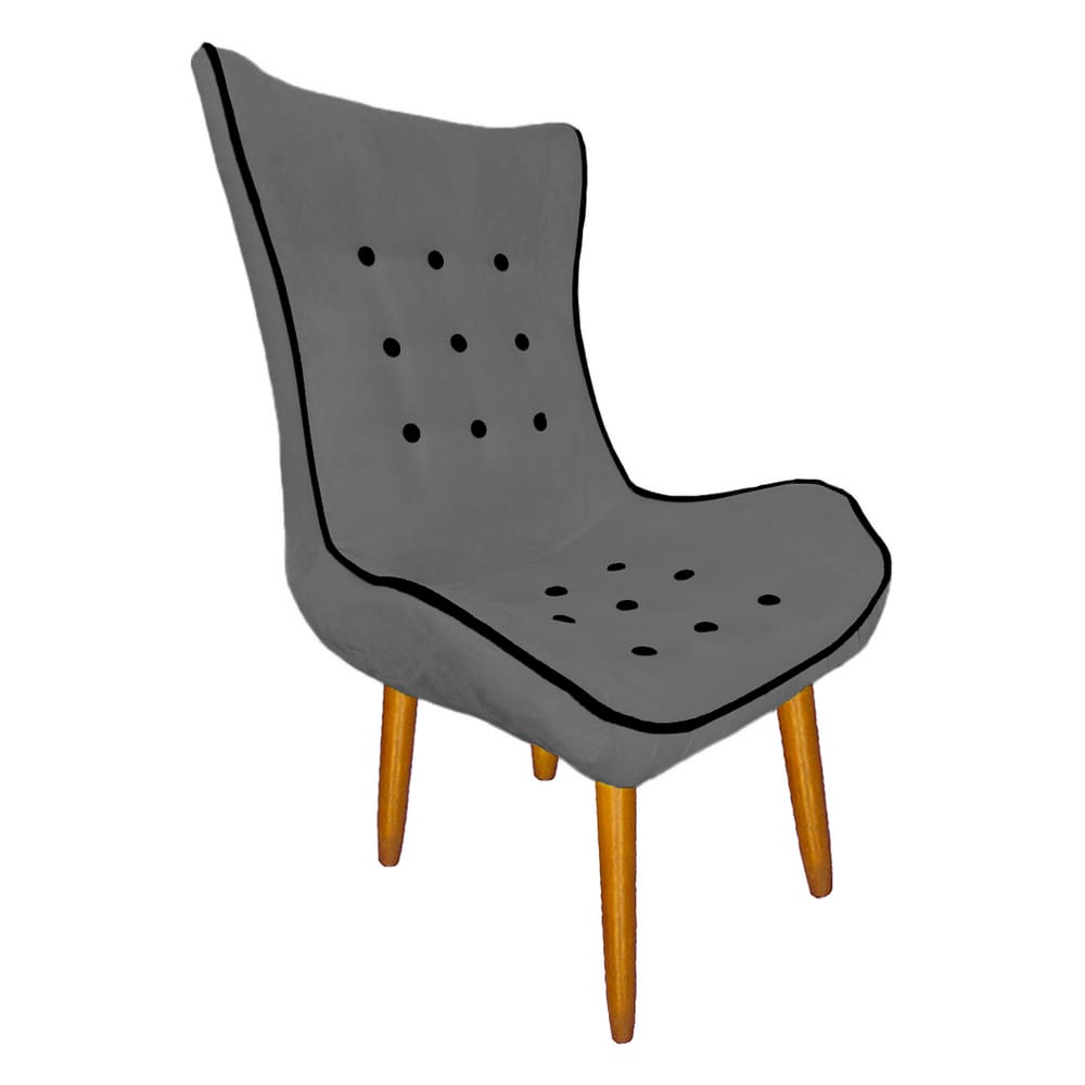 Poltrona Estofada Jessica Para Sala Comercial Suede Cinza - LM DECOR