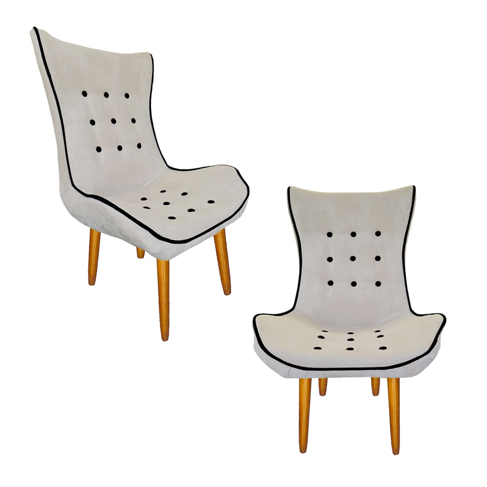 Kit 02 Poltrona Decorativa Jessica Sala De Estar Salão Clínica Suede Bege - LM DECOR