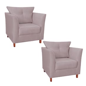 Kit 02 Poltrona Cadeira Sofá Decorativa Isis Sala Estar Salão Beleza Suede Rosê - LM DECOR
